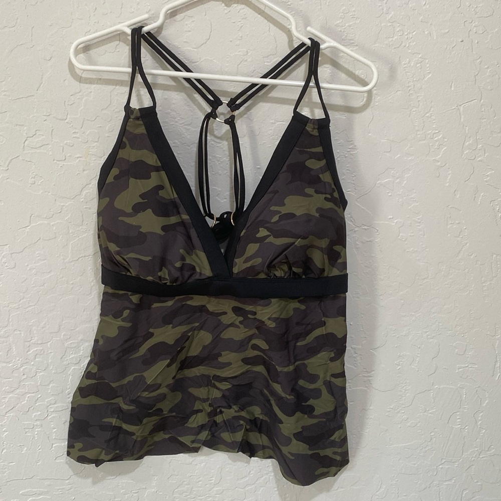 Swimsuits For All Olive Green Camo Tankini Top